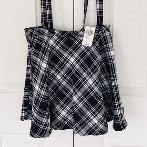 TRIPP NYC b&w plaid mini skirt with suspenders